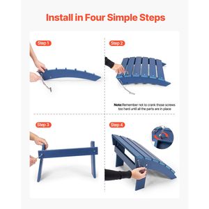 Poggiapiedi Pieghevole in Plastica HDPE per Patio, 15.7"L X 18.9"W X 13"H, Resistente alle Intemperie, Stile Adirondack - Product Image 4