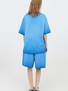 Ensembles T-shirts et shorts mode pour femmes, été, écologiques, anti-plis, anti-boulochage, séchage rapide, personnalisables, en polyester/coton lavé - Product Image 2