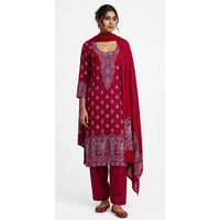 Ensemble 3 pièces en pashmina jacquard Jamawar pour femme, style traditionnel indien pakistanais, Salwar Kameez en tissu tissé réversible et absorbant l'humidité