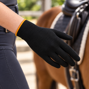 Gants d'équitation en cuir pour femmes, gants de performance pour l'équitation, couleur unie élégante avec passepoil contrastant, avec option OEM - Product Image 1