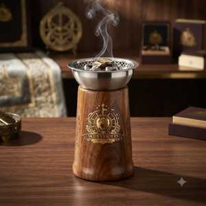 Brûleur à Bakhoor Classique en Bois avec Chaîne, Support en Acier Inoxydable pour Encens Oud Arabe, Diffuseur d'Arômes de Table Skies Trade - Product Image 6