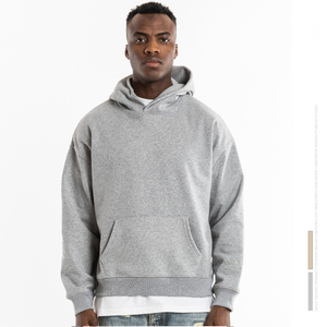 Sweat à capuche unisexe personnalisé en polyester/coton épais, noir, hiver, uni, prêt à expédier, coupe oversize, 2 pièces - Product Image 5