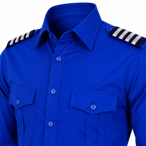 Camisa de Uniforme de Guardia Azul Rey para Hombre, Manga Larga, Cuello Camisero, Color Sólido, Transpirable, Poliéster/Algodón, Fusión sin Costuras - Product Image 5