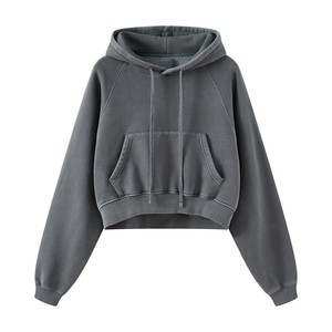 OEM women's fleece pullover <b>hoodie</b>, women's vintage wash <b>hoodie</b>, women's <b>600gsm</b> heavyweight <b>hoodie</b> for US Retailers - Product Image 3