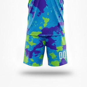 Ensemble de maillots de football personnalisés sublimés pour hommes, bleu, vert, violet, camouflage, col en V, séchage rapide, 100% polyester, coupe athlétique, uniformes - Product Image 3