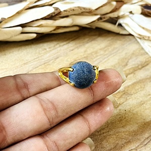 Market Favorite Minimalist <b>Lapis</b> <b>Ring</b> Boho Brass Band Women 18k Gold Plated Chic Solitaire Elegant Statement Wholesale/OEM/ODM - Product Image 6