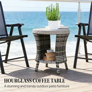 Tavolino da Caffè Grigio Misto per Esterni, Tavolino Laterale per Terrazza e Giardino, Solo Arredamento da Patio - Product Image 4
