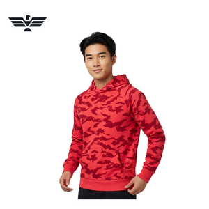 Sweat à capuche sportif en polaire camouflage rouge pour homme avec poche kangourou respirante - Product Image 6