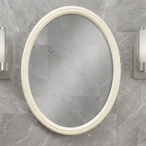 Villa Cream Oval <b>Plastic</b> Framed Art Deco Wall <b>Mirror</b> with Easy Installation for Home Decor - Product Image 3