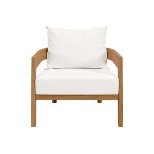 Fauteuil d'extérieur moderne en teck massif Virae avec coussin et pieds coniques pour villa et salle à manger d'hôtel sur sol dur - Product Image 6