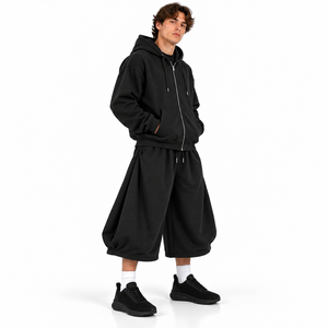 Conjunto de Invierno para Hombre a Precio de Fábrica, Sudadera con Capucha y Cremallera Completa Estilo Y2K, Pantalones Cortos Anchos, Conjunto Deportivo Moderno para Hombre, Venta al Por Mayor - Product Image 3