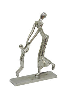 Escultura de Madre e Hijo en Aluminio Plateado, Estatua Abstracta de Padre e Hijo, Arte Figurativo Moderno, Decoración para el Hogar, Sala de Estar, Oficina - Product Image 3