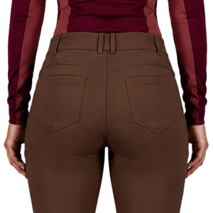 Pantalon d'équitation marron chocolat pour femme, taille haute, extensible, avec passants de ceinture, pour la compétition et l'entraînement, vêtement de sport - Product Image 4