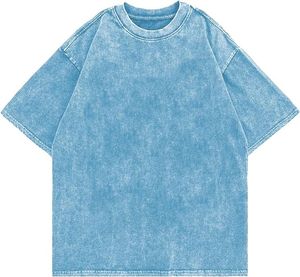 T-shirt en coton surdimensionné pour homme, couleur unie, col rond, manches courtes, jersey décontracté, design uni, longueur normale, tissu tricoté - Product Image 3
