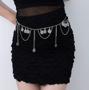 Cadena de cintura de metal estilo hip-hop para mujer, cinturón ajustable con borlas florales y mariposas, accesorio de 110 cm - Product Image 5