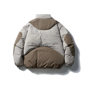 Chaqueta Varsity Acolchada para Hombre, Corte Slim, con Capucha y Cremallera, Bloques de Color, Cálida para Invierno, Uso Casual al Aire Libre, Servicio OEM, Patrón de Letras - Product Image 2