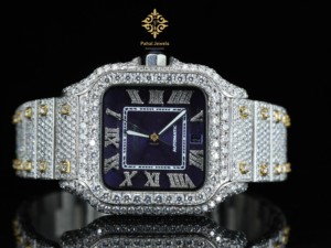 Montre automatique pour homme Pahal Jewels avec diamants, boîtier carré en acier inoxydable 40 mm, affichage analogique de la date, bracelet de luxe tendance - Product Image 1