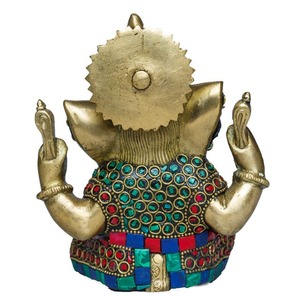 Hot Sale Luxury Handmade Gold-Plated Brass Ganesh Sculpture (Modern Antique) for Hindu <b>Temple</b> Worship Meditation Space Use Good - Product Image 4