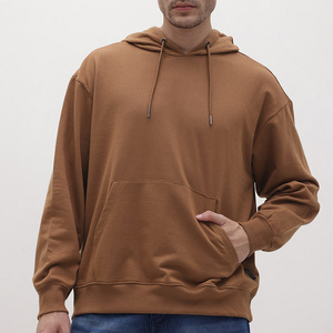 Sweat-shirt à capuche épais pour homme, coupe décontractée, en molleton bouclette marron, fabricant de vêtements - Product Image 5