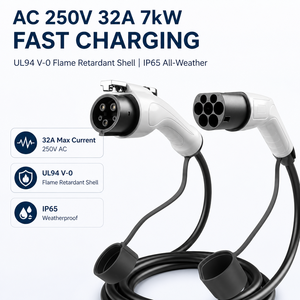 Câble de charge EV portable IEC 62196 SAE J1772, 32A 7kW 5m IP65 Type 2 vers Type 1 TPU, vente en gros - Product Image 1