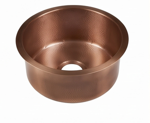 Évier de cuisine rond en cuivre fait main élégant, à poser sous plan, à cuve unique, surface brossée, design rustique, facile à nettoyer - Product Image 4