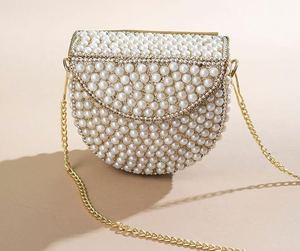 Antique Style Pearl Beaded <b>Gold</b>-Plated Clutch <b>Bag</b> for <b>Women</b> Polished Sculpture Bridal Metal Frame Evening Purse Parties OEM - Product Image 1
