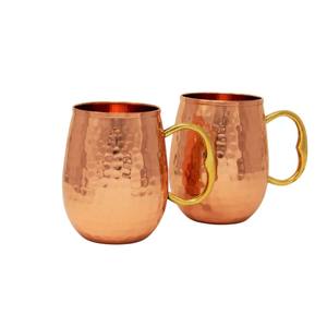 Ensemble de 4 mugs Moscow Mule en cuivre pur martelé, faits à la main, avec poignée en laiton, parfaits pour les cocktails et les boissons de bar à domicile - Product Image 2