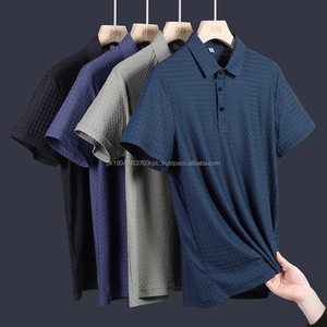Polo de manga corta informal de negocios para hombre, tela de lona cómoda, patrón sólido, piel fría avanzada - Product Image 1