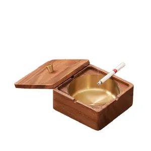 Cendrier en bois artisanal durable de qualité supérieure, élégant décor de bureau pour fumeurs - Product Image 1