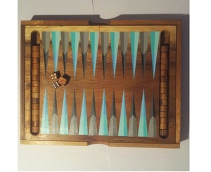 Jeu de backgammon en bois artisanal de qualité supérieure, ensemble de jeux d'échecs pliables portables en bois, jeux de société classiques vintage pour la famille - Product Image 6