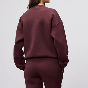Factory Luxury Winter Women's Mock Neck High Quality Heavyweight 360 Gsm <b>Brushed</b> French Terry Cotton Eco-Friendly Breathable - Product Image 6
