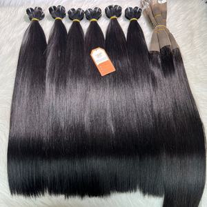 Mèches de cheveux naturels bruts pour la confection de perruques, couleur noire naturelle, double épaisseur, cheveux humains lisses comme des baguettes, cheveux vierges du Vietnam - Product Image 2