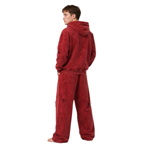 Survêtement Homme Délavé Effet Usé de Haute Qualité Personnalisable Vintage Streetwear Uni Polyester/Coton Effet Soleil Décoloré Prix Abordables - Product Image 3