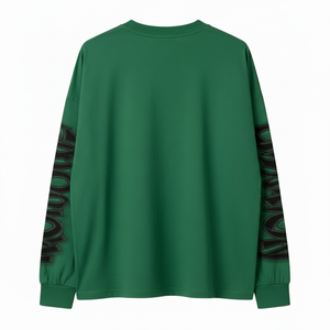 Sweat-shirt à col rond personnalisé avec logo, 100 % coton épais, manches longues, style vintage délavé, pull streetwear pour l'été - Product Image 2