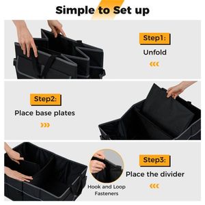 Organizer per Bagagliaio Auto in Tessuto Oxford 600D, 13 Galloni, 3 Scomparti + 6 Tasche, Base Antiscivolo, Nero - Product Image 3