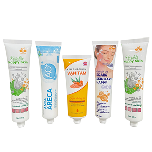 Tube cosmétique en plastique PE avec bouchon à vis, emballage crème 25 ml, blanc brillant, conteneur pour soins de la peau, logo personnalisé - Product Image 1