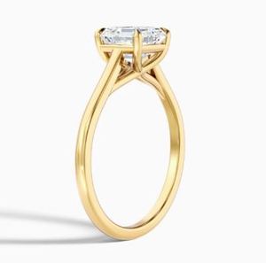 2Carat Asscher Cut Moissanite Engagement Wedding <b>Ring</b> 925 Sterling <b>Silver</b> Gold Plated <b>Solitaire</b> Vintage Inspired Elegant Luxury - Product Image 5