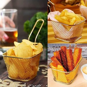 ตะกร้าทอดอาหารสแตนเลสทรงสี่เหลี่ยมสำหรับทอดเฟรนช์ฟรายส์ขนาดเล็ก - Product Image 6