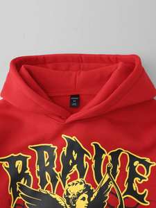 Conjunto Deportivo Casual para Hombre Street Life con Sudadera con Estampado de Letras de Ángel y Pantalones Deportivos, Diseño Otoño/Invierno, Venta al Por Mayor - Product Image 4