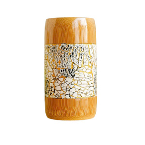 Vaso de bambú natural con incrustaciones de perlas Vasos de fibra de bambú Opciones al por mayor personalizables disponibles para marca única - Product Image 3