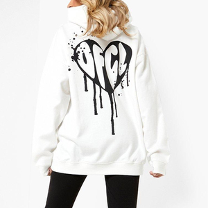 Sudadera con capucha para mujer con estampado de auriculares coloridos, informal, holgada, de punto de algodón, para otoño - Product Image 6