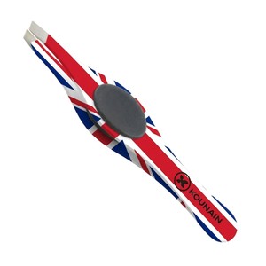Pinzas de Precisión para Cejas de Acero Inoxidable con Diseño de Bandera Británica y Almohadillas Antideslizantes para un Depilado sin Esfuerzo - Product Image 1