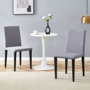 Dos Exquisitas Sillas de Comedor de Lino y Algodón en Gris Claro con Comodidad Versátil, Acompañamiento Sencillo pero Elegante para la Cena - Product Image 2