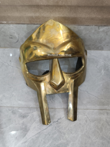 Máscara Facial de Gladiador Medieval Estilo MF, Acero Suave, Unisex, Hecha a Mano, Armadura de Caballero, Acabado Dorado, Cierre de Hebilla, Halloween, Ester - Product Image 3