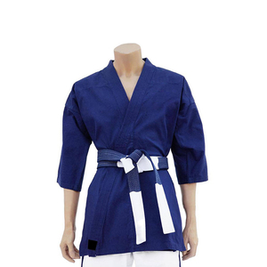 Blue Karate Gi Uniform Set for Adults Unisex Cotton Martial Arts Wear with White Belt and Side Stripes Regular Fit Wholesale - Product Image 6