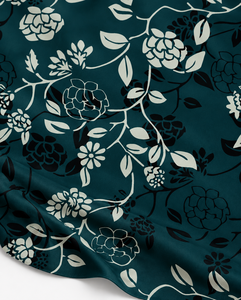 Tissu en satin de coton et soie à imprimé floral, tissé, léger, résistant au rétrécissement, couleur personnalisée pour vêtements et costumes - Product Image 1