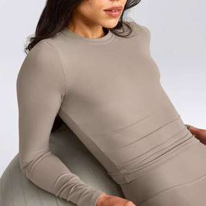 Producto Deportivo Más Vendido para Mujer, Ropa Deportiva de Compresión, Ajustada al Cuerpo, para Entrenamiento en el Gimnasio, Camiseta Ajustada de Manga Larga con Estampado - Product Image 3