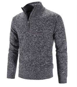 Suéter de Punto para Hombre, Otoño Invierno, Color Sólido, Manga Larga, Cuello Alto con Cierre, Cuello Redondo, Prenda Exterior con Patrón - Product Image 6