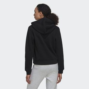 Sweat-shirt à capuche noir pour femme, manches longues, en polaire, couleur unie, longueur normale, design respirant avec poches, vêtements d'automne - Product Image 2