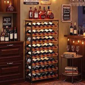 Porte-vin carré moderne en bois avec support pour 6 bouteilles, résistant à l'eau et à la rouille, design luxueux en métal argenté - Product Image 4